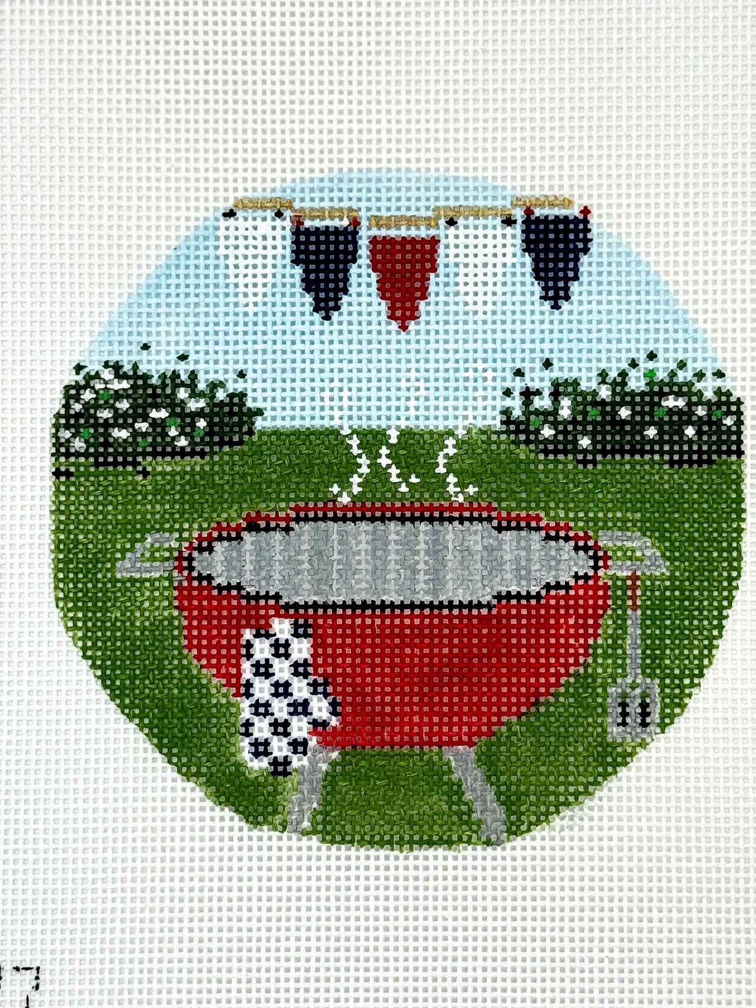 4th of July Grill Needlepoint Canvas - Summertide Stitchery - Stitch Style Needlepoint