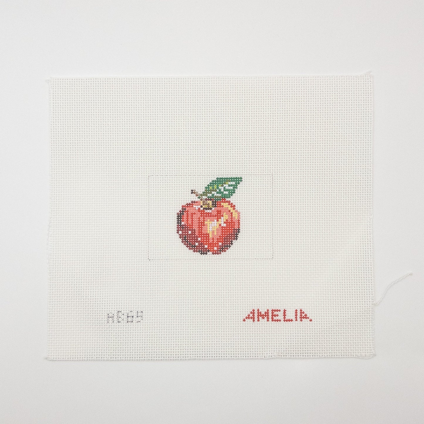 Apple Luggage Tag Needlepoint Canvas - Summertide Stitchery - Amelia Bond