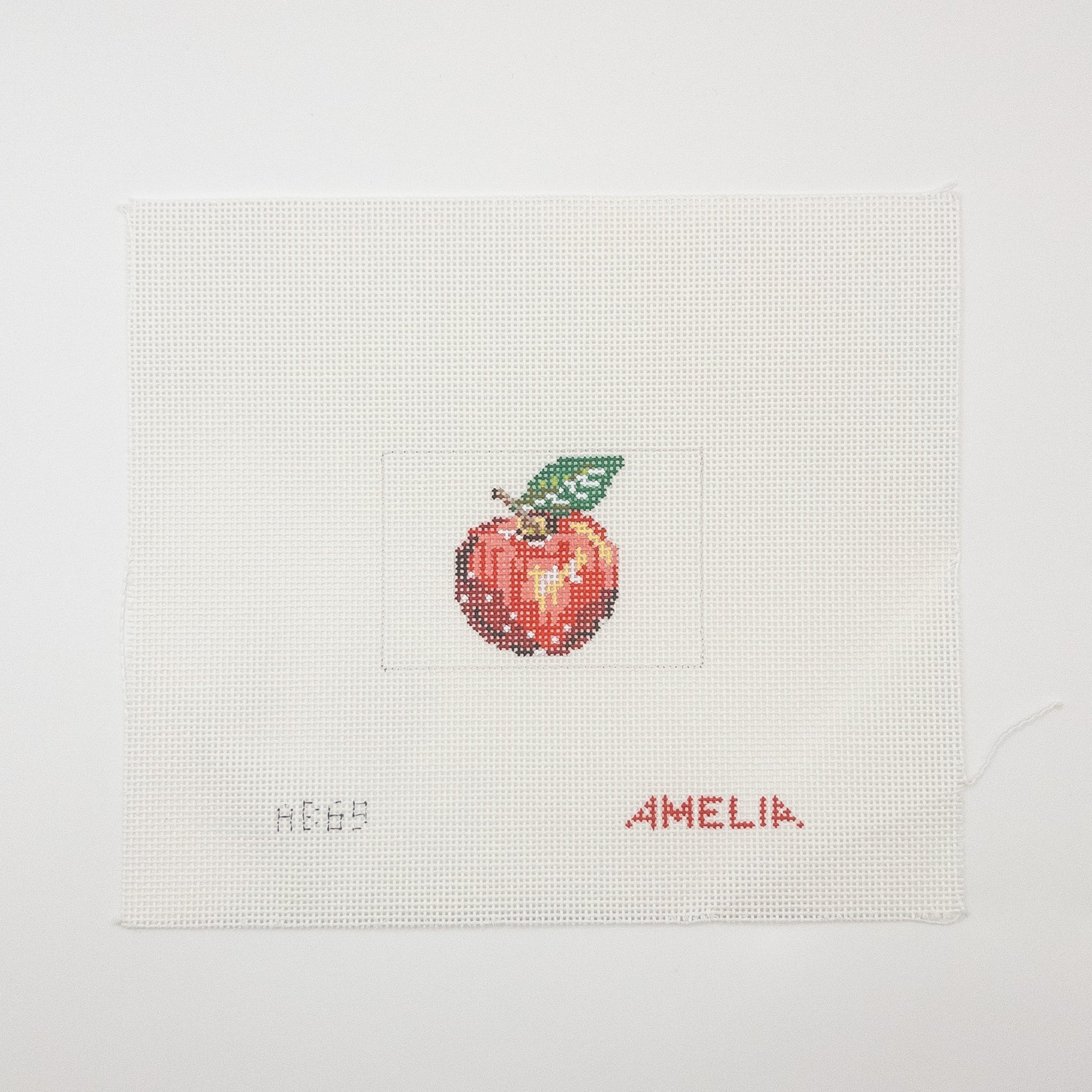 Apple Luggage Tag Needlepoint Canvas - Summertide Stitchery - Amelia Bond