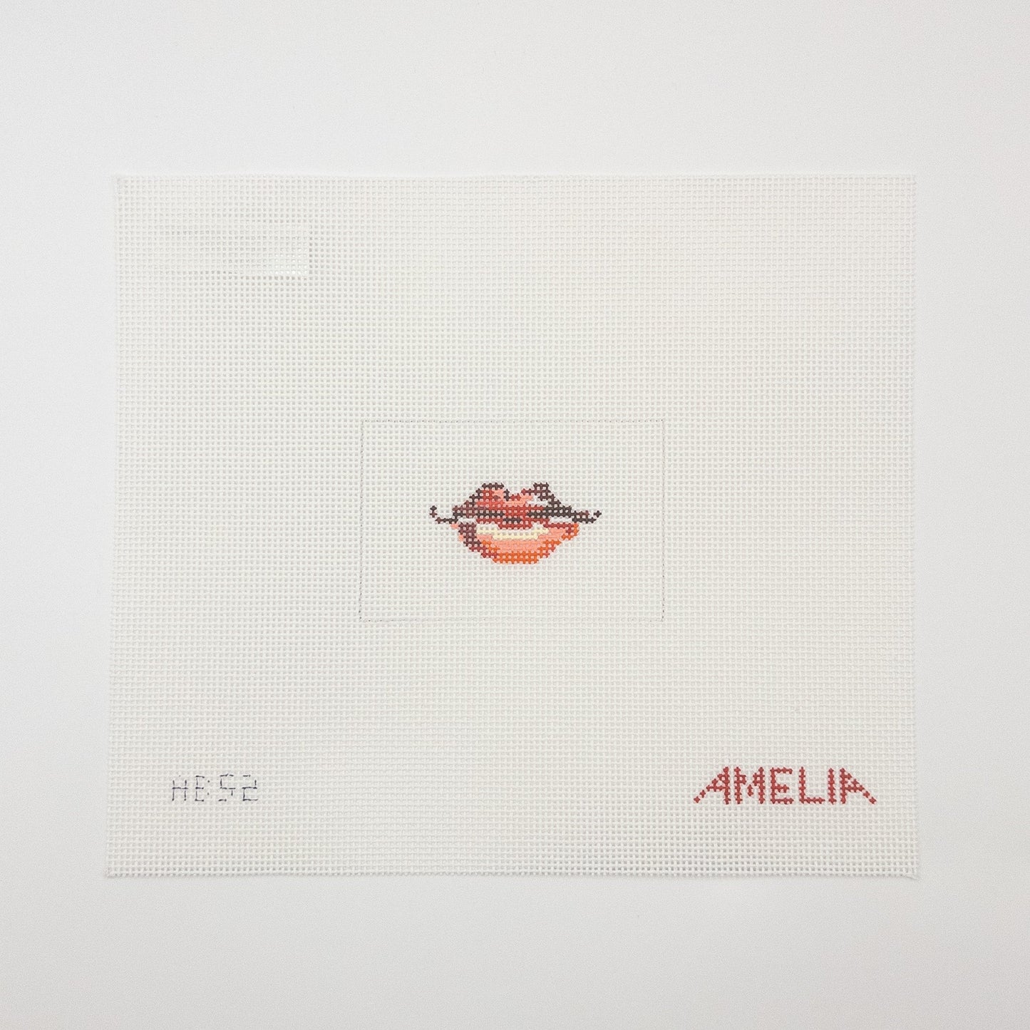 Lips Luggage Tag Needlepoint Canvas - Summertide Stitchery - Amelia Bond