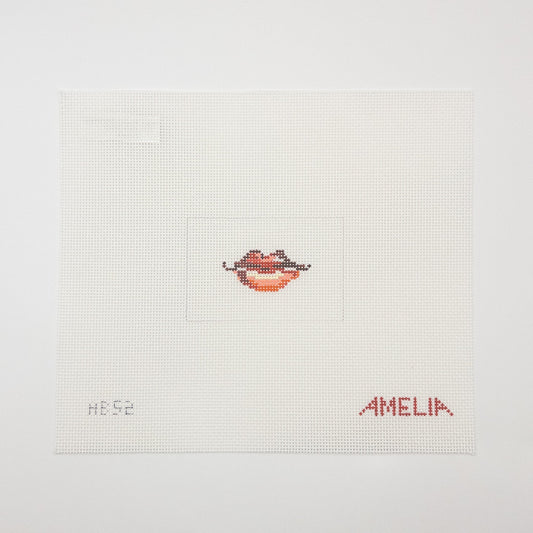 Lips Luggage Tag Needlepoint Canvas - Summertide Stitchery - Amelia Bond