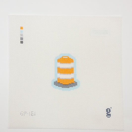 Construction Mini Traffic Drum Needlepoint Canvas - Summertide Stitchery - Goodpoint Needlepoint