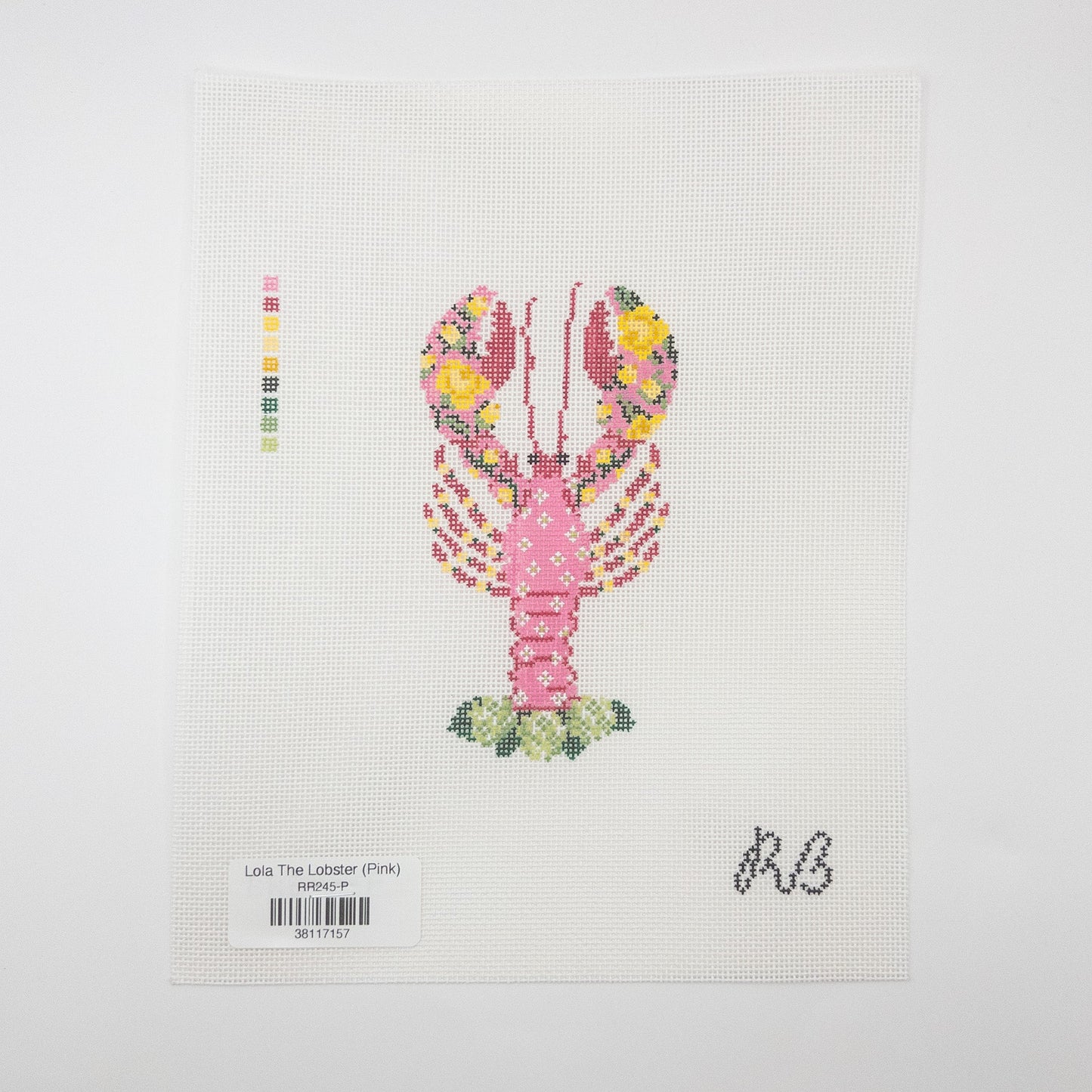 Lola The Lobster Needlepoint Canvas (Pink)- Summertide Stitchery - Rachel Barri Designs