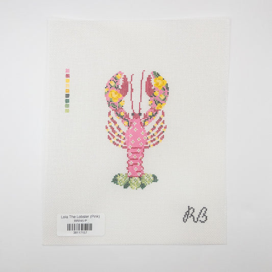 Lola The Lobster Needlepoint Canvas (Pink)- Summertide Stitchery - Rachel Barri Designs