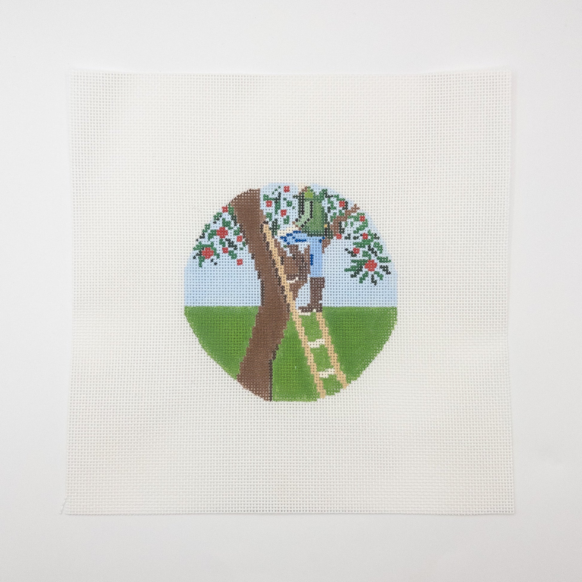 Apple Picking Needlepoint Canvas - Summertide Stitchery - Stitch Style Needlepoint