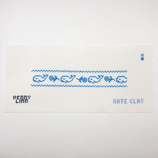 Nantucket Reverie Hydrange and Whale Fob Needlepoint Canvas - Summertide Stitchery - Kate Clay Illustration