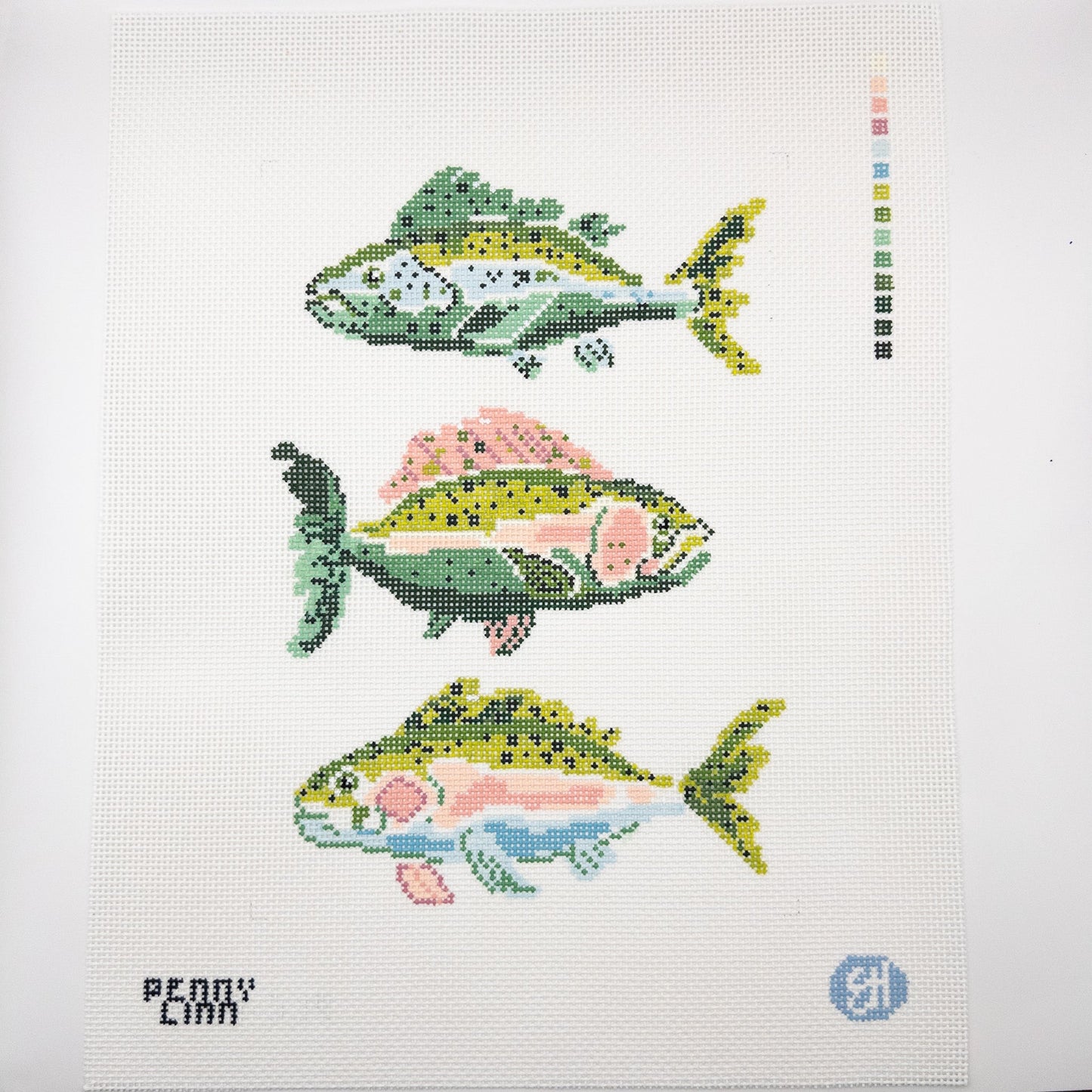 Fishing Trio 2 Needlepoint Canvas - Summertide Stitchery - Evelyn Henson