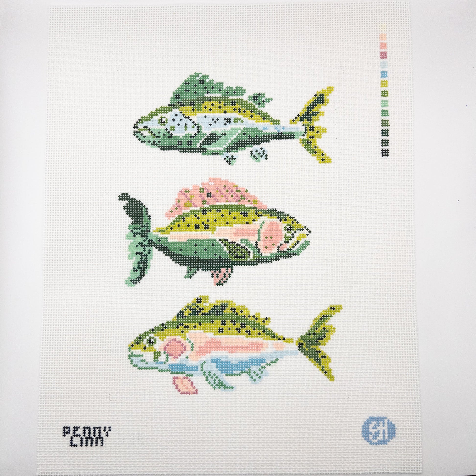 Fishing Trio 2 Needlepoint Canvas - Summertide Stitchery - Evelyn Henson