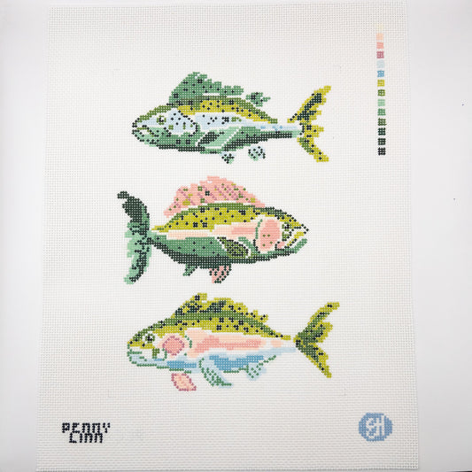 Fishing Trio 2 Needlepoint Canvas - Summertide Stitchery - Evelyn Henson