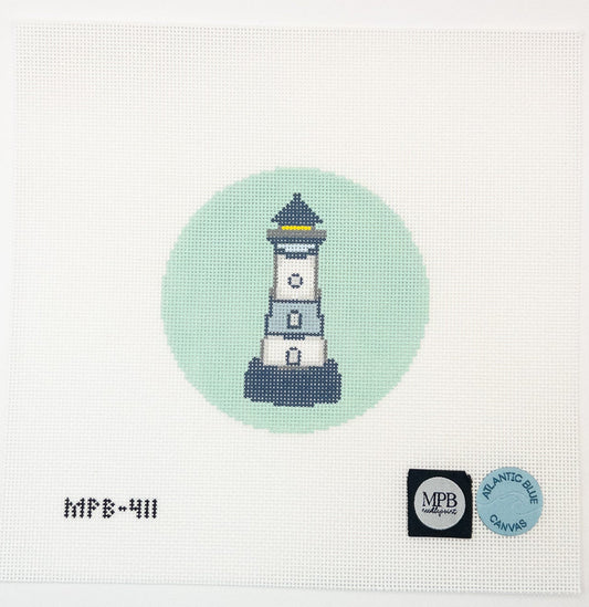 Antique Lighthouse Needlepoint Canvas - Summertide Stitchery - Atlantic Blue Canvas