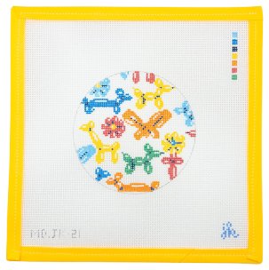 Balloon Party Needlepoint Canvas - Summertide Stitchery - Mopsey Designs