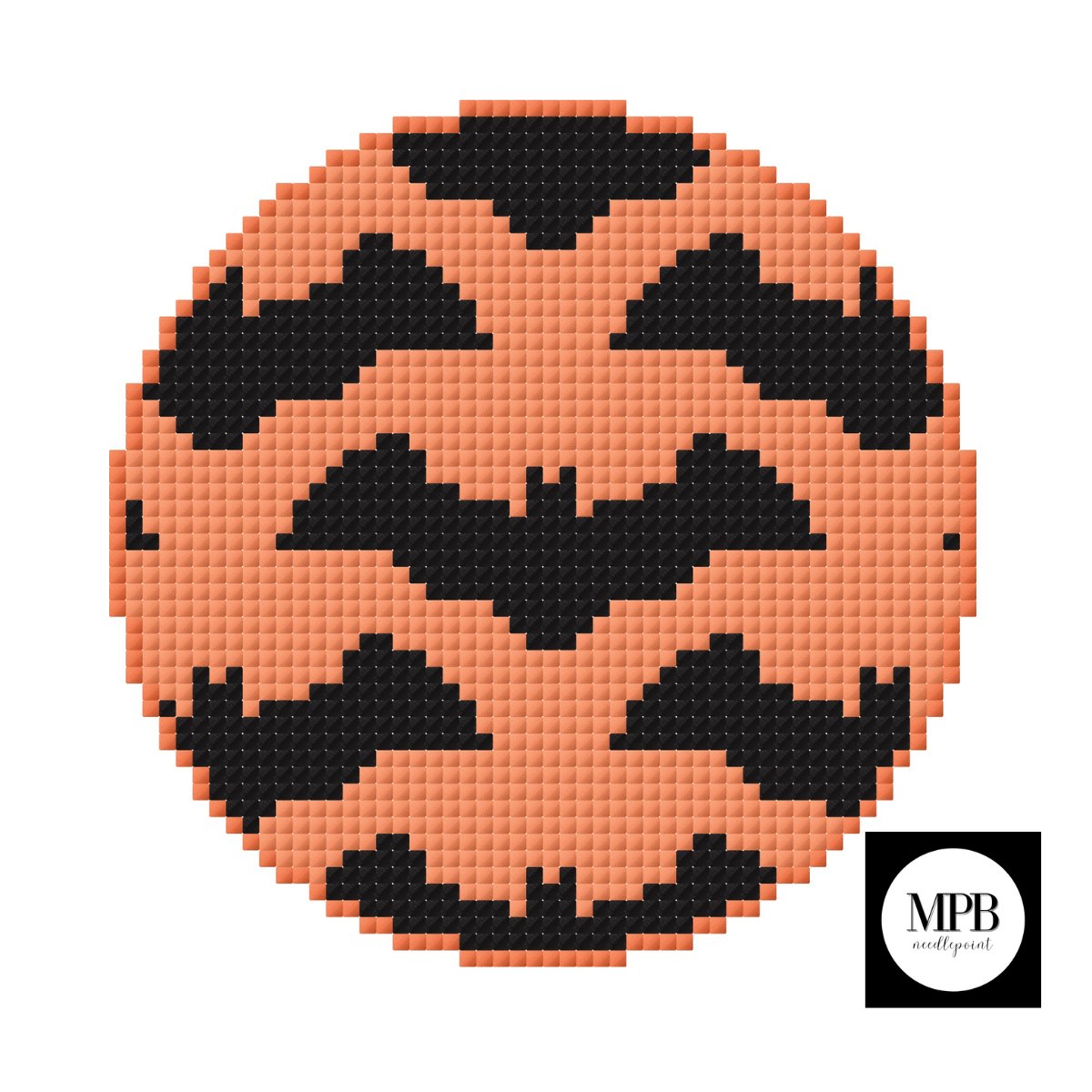 Bats Round Digital Needlepoint Chart - Summertide Stitchery - MPB Needlepoint