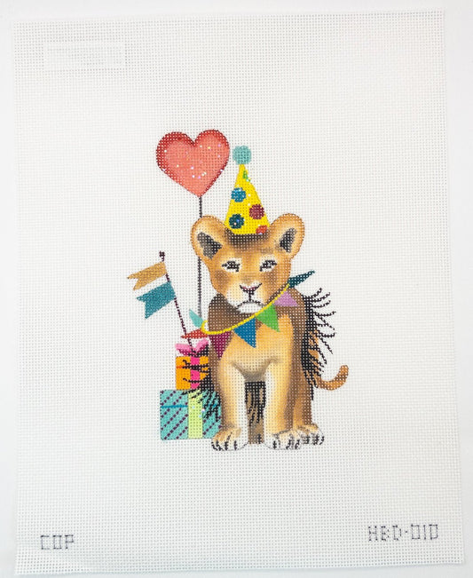 Birthday Baby Lion Needlepoint Canvas | HBD010 - Summertide Stitchery - Colors of Praise