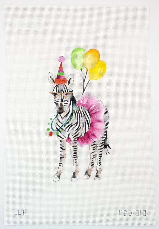 Birthday Zebra Needlepoint Canvas | HBD013 - Summertide Stitchery - Colors of Praise