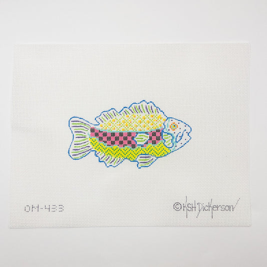 Blue and Green Fish Needlepoint Canvas - Summertide Stitchery - Kate Dickerson