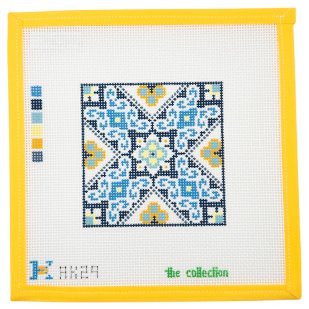 Blue and Yellow Tile Needlepoint - Summertide Stitchery - The Collection Designs