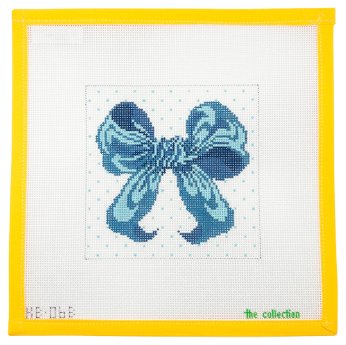 Blue Bow Needlepoint Canvas - Summertide Stitchery - The Collection Designs