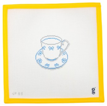 Blue Bow Teacup Needlepoint Canvas - Summertide Stitchery - Goodpoint Needlepoint