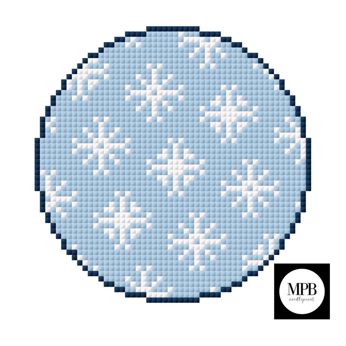 Blue Snowflake Round Needlepoint Chart - Summertide Stitchery - MPB Needlepoint