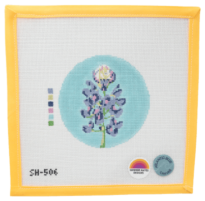 Bluebonnet Round Needlepoint Canvas - Summertide Stitchery - Atlantic Blue Canvas