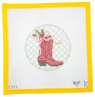 Boot & Bow Needlepoint Canvas - Summertide Stitchery - Kay Irvy