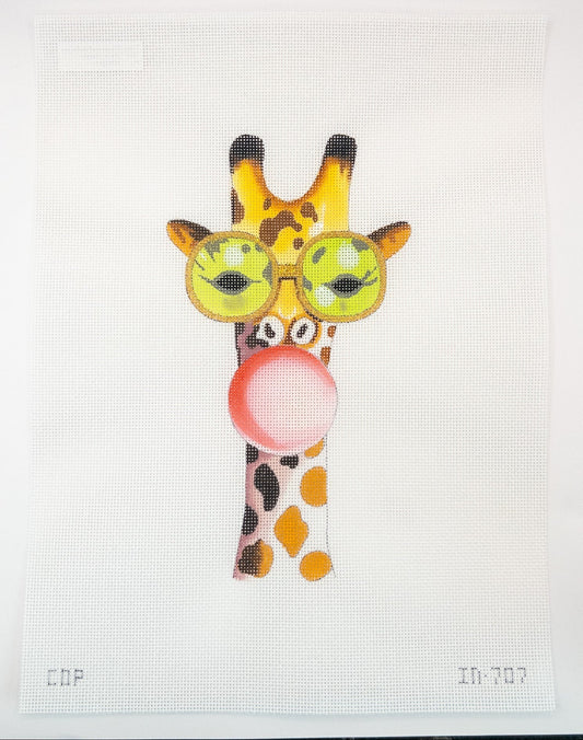 Bubblegum Giraffe Needlepoint Canvas | IN707 - Summertide Stitchery - Colors of Praise