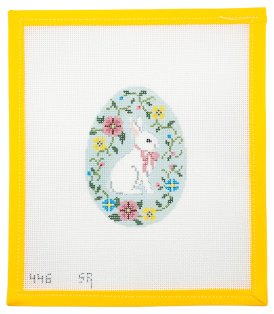 Bunny in Flower Vine Needlepoint - Summertide Stitchery - Susan Roberts