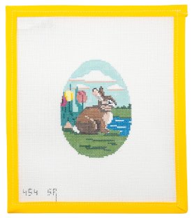 Bunny in Tulips Needlepoint - Summertide Stitchery - Susan Roberts