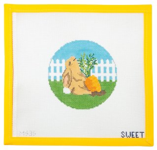 Bunny with Carrot Needlepoint Canvas - Summertide Stitchery - Maddie Sweet Designs