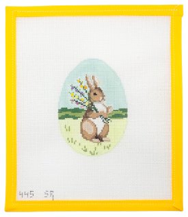 Bunny with Flowers Needlepoint - Summertide Stitchery - Susan Roberts