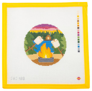 By The Lake Round Needlepoint Canvas - Summertide Stitchery - Saturnalia Stitching
