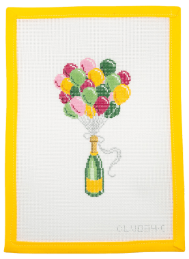 Champagne Balloons Needlepoint Canvas - Summertide Stitchery - C'ate La Vie