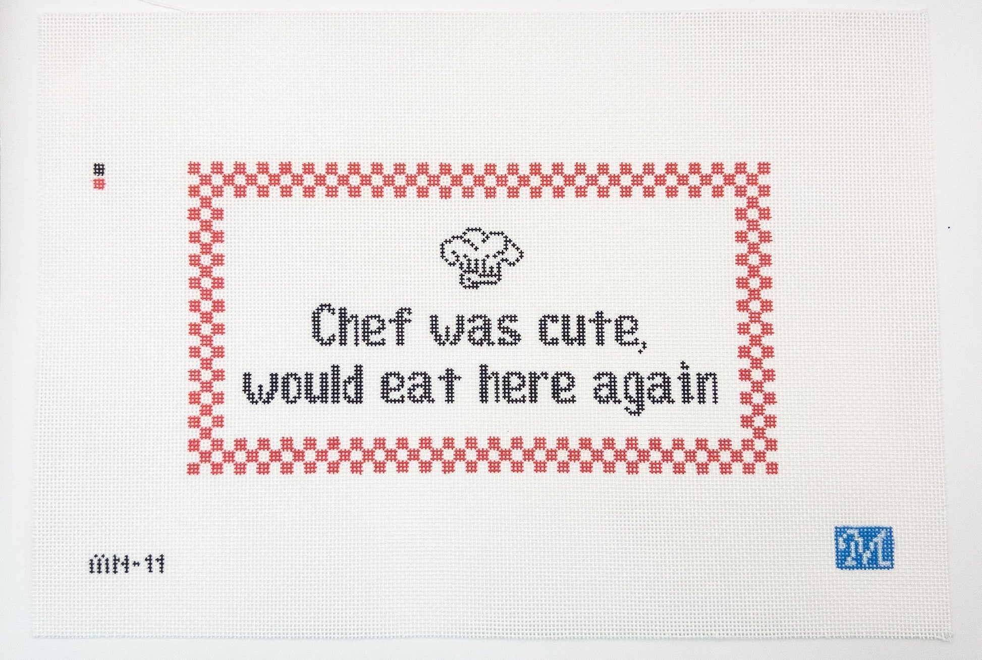 Chef Was Cute Needlepoint Canvas - Summertide Stitchery - Maura Nolan Designs