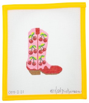 Cherries Cowgirl Boot Needlepoint Canvas - Summertide Stitchery - Kate Dickerson