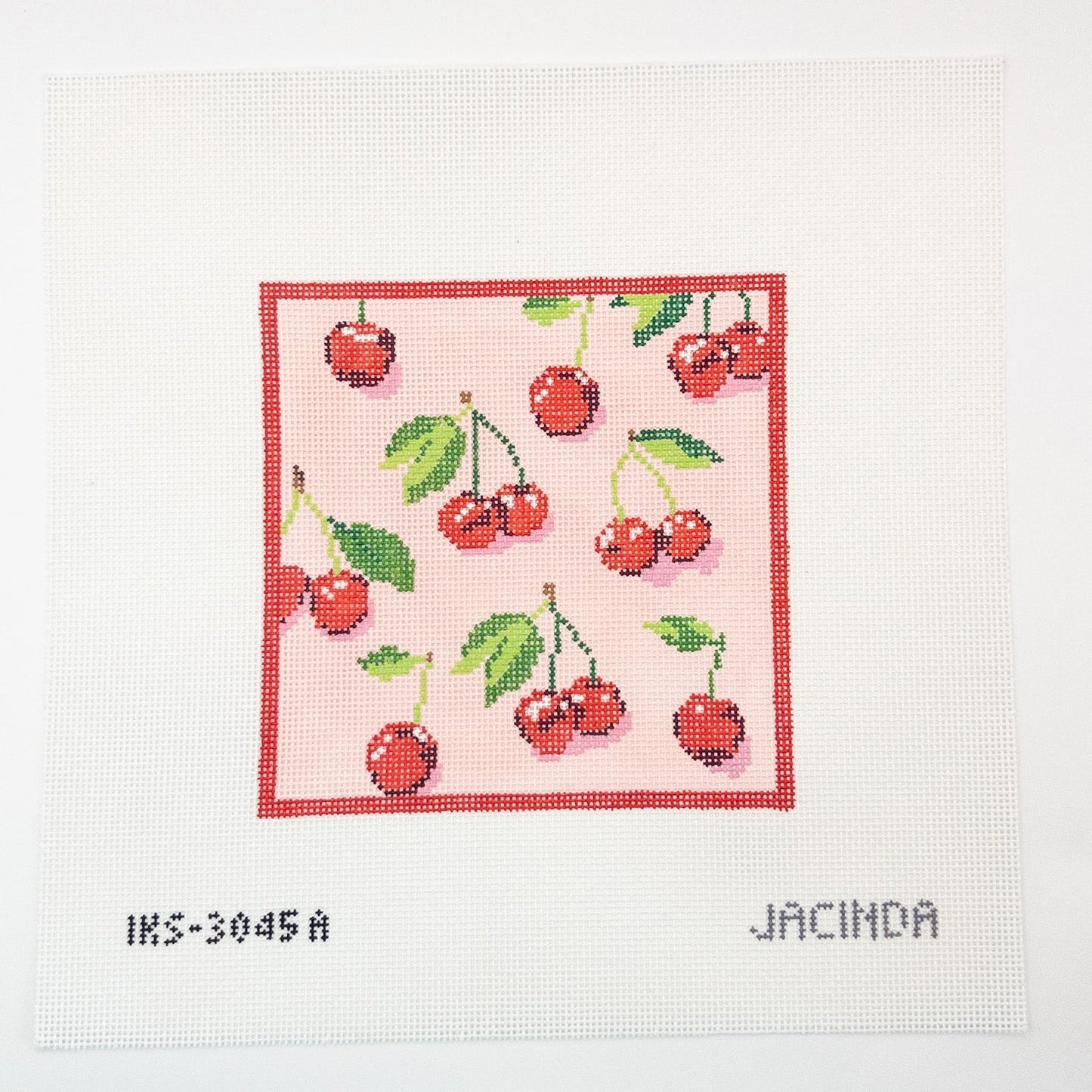 Cherries Needlepoint Canvas - Summertide Stitchery - Initial K Studio
