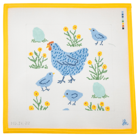 Chicken Party Needlepoint Canvas - Summertide Stitchery - Mopsey Designs