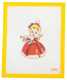 Christmas Ceramic Flute Angel Needlepoint - Summertide Stitchery - Stitching With Stacey