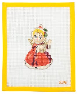 Christmas Ceramic Mandolin Angel Needlepoint - Summertide Stitchery - Stitching With Stacey