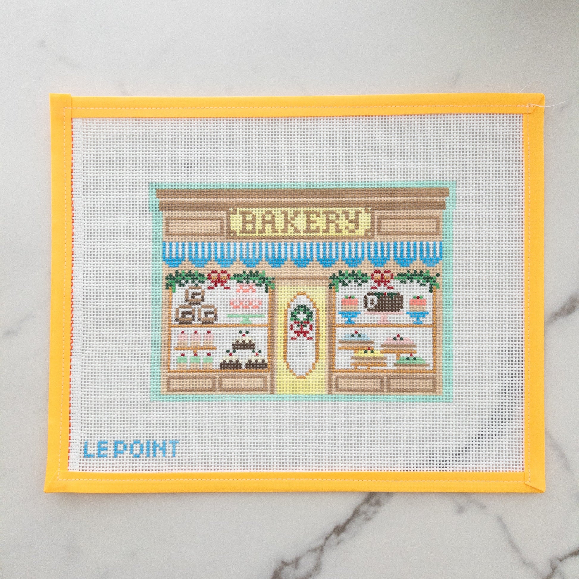 Christmas Village Bakery Needlepoint Canvas - Summertide Stitchery - Le Point Studio