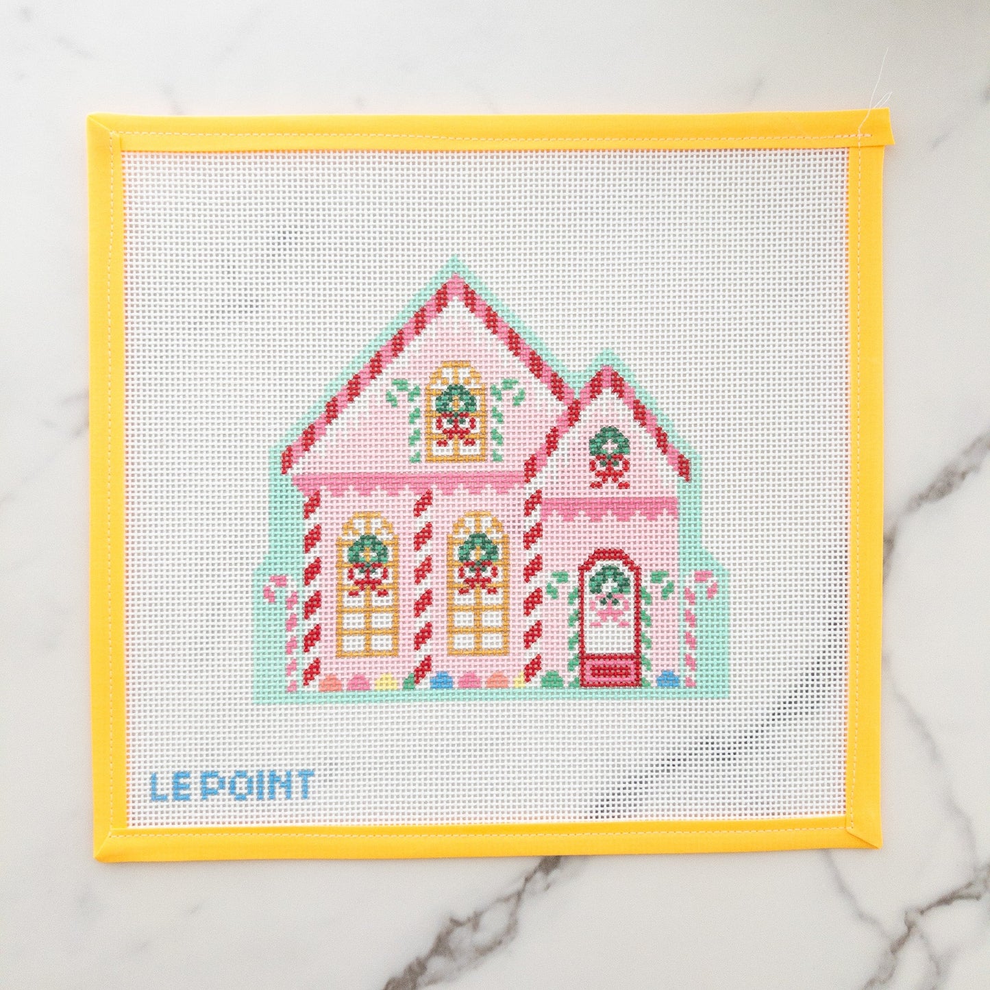 Christmas Village Peppermint House Needlepoint Canvas - Summertide Stitchery - Le Point Studio