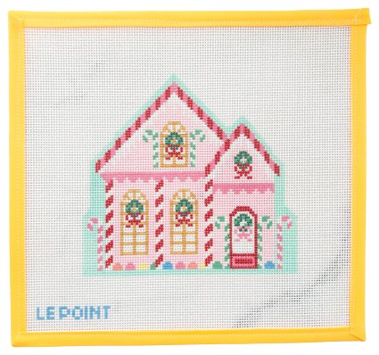 Christmas Village Peppermint House Needlepoint Canvas - Summertide Stitchery - Le Point Studio