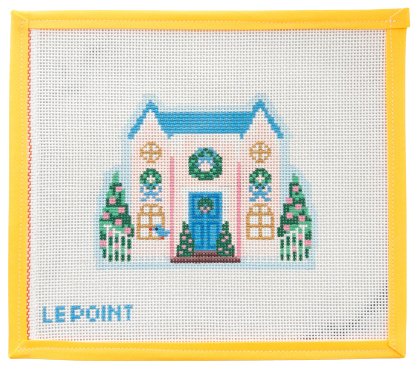 Christmas Village Pink House Needlepoint Canvas - Summertide Stitchery - Le Point Studio