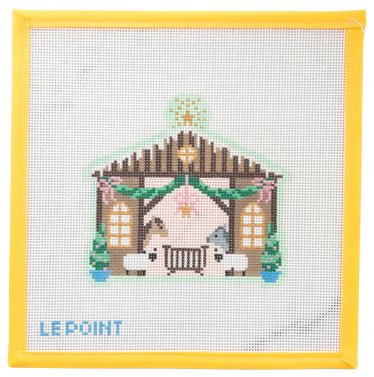 Christmas Village Stable Needlepoint Canvas - Summertide Stitchery - Le Point Studio