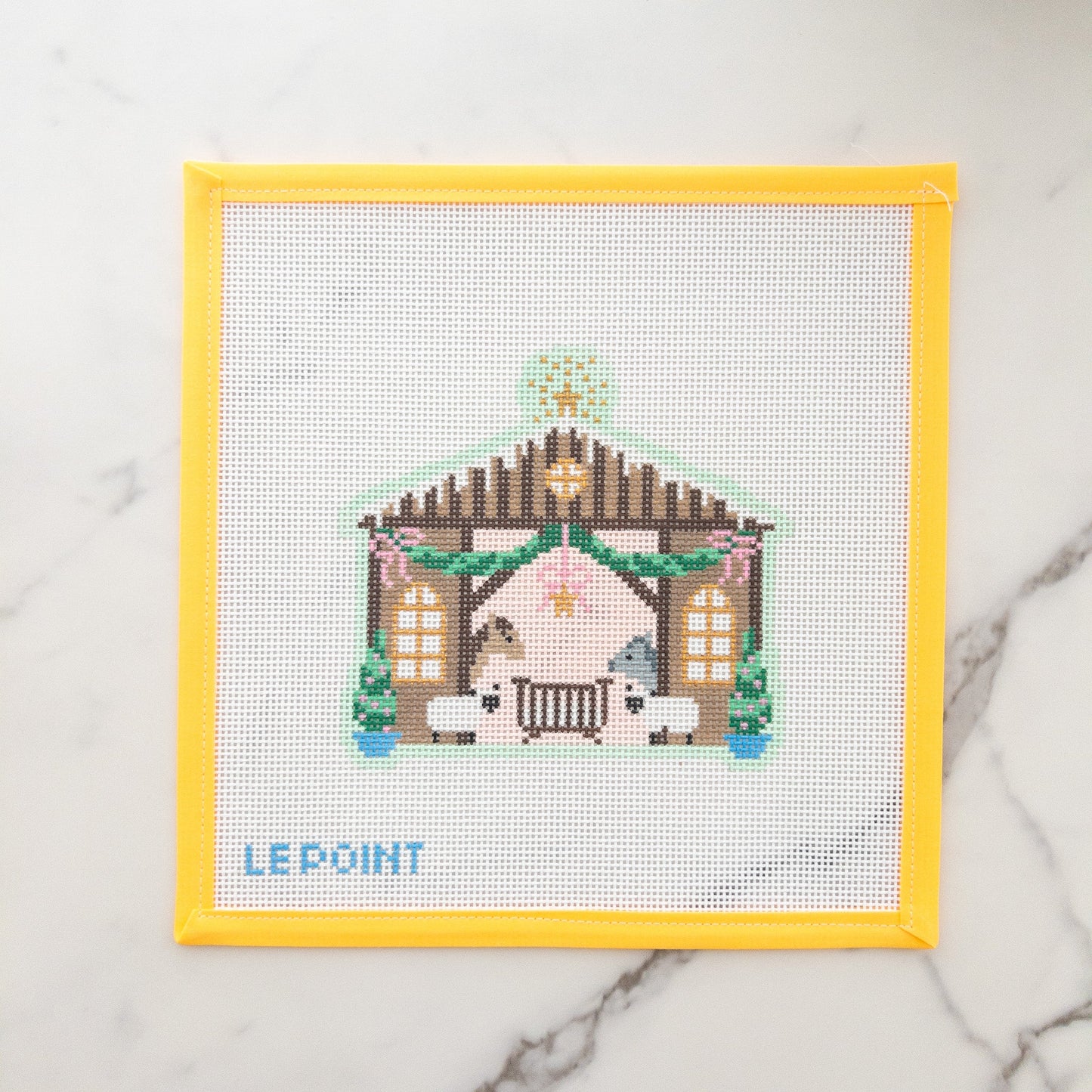 Christmas Village Stable Needlepoint Canvas - Summertide Stitchery - Le Point Studio