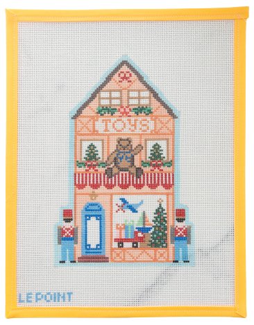 Christmas Village Toy Shop Needlepoint Canvas - Summertide Stitchery - Le Point Studio