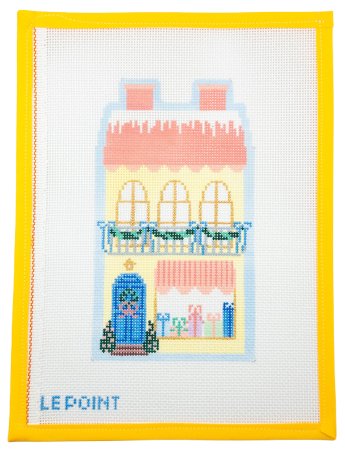 Christmas Village Yellow Shop Needlepoint Canvas - Summertide Stitchery - Le Point Studio