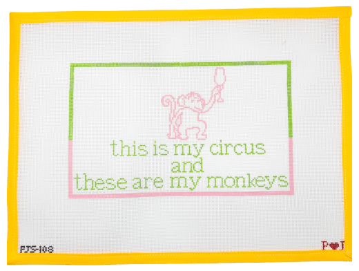 Circus Monkeys Needlepoint Canvas - Summertide Stitchery - Poppy J Stitches