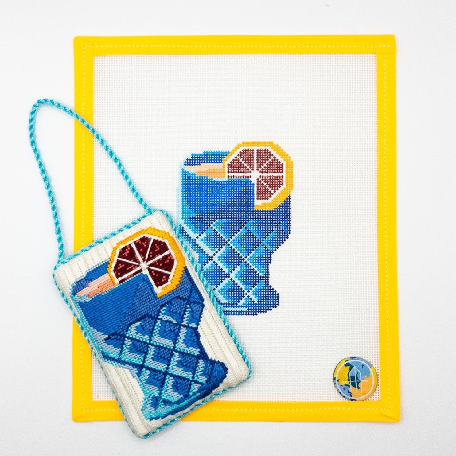 Cool Azulejo Margarita Needlepoint Canvas - Summertide Stitchery - Wheelhaus Needlepoint