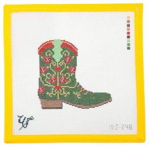 Cowboy Boot Needlepoint Canvas - Summertide Stitchery - Wipstitch Needleworks