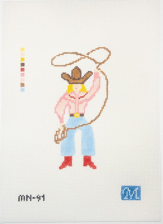 Cowgirl Needlepoint Canvas - Summertide Stitchery - Maura Nolan Designs